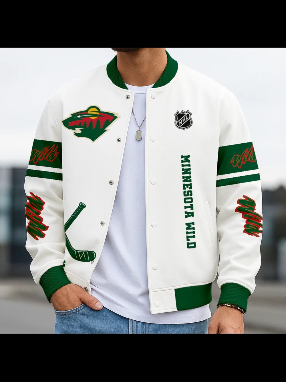 New! Minnesota Wild Bomber/Varsity Jacket